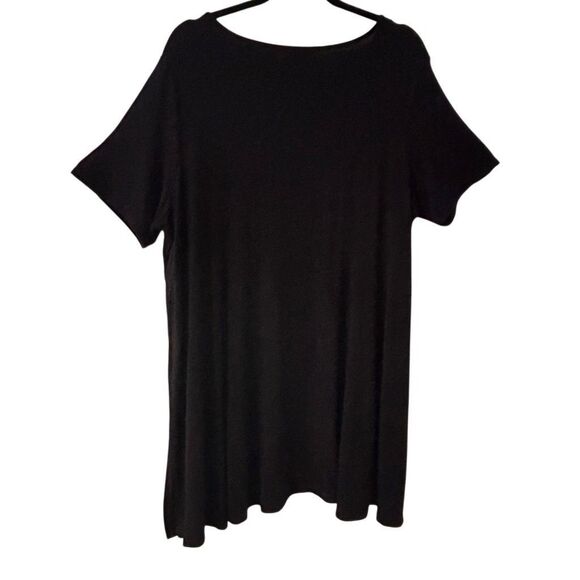 Philosophy 1X black soft boatneck short sleeve hi lo tunic long side vents - Picture 1 of 8